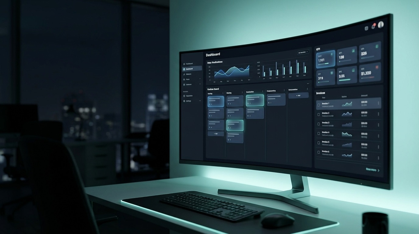 Un panel interno y CRM de empresa elegante en un monitor