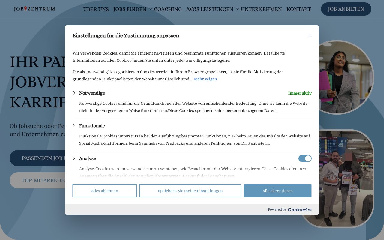 Página web de Job Zentrum
