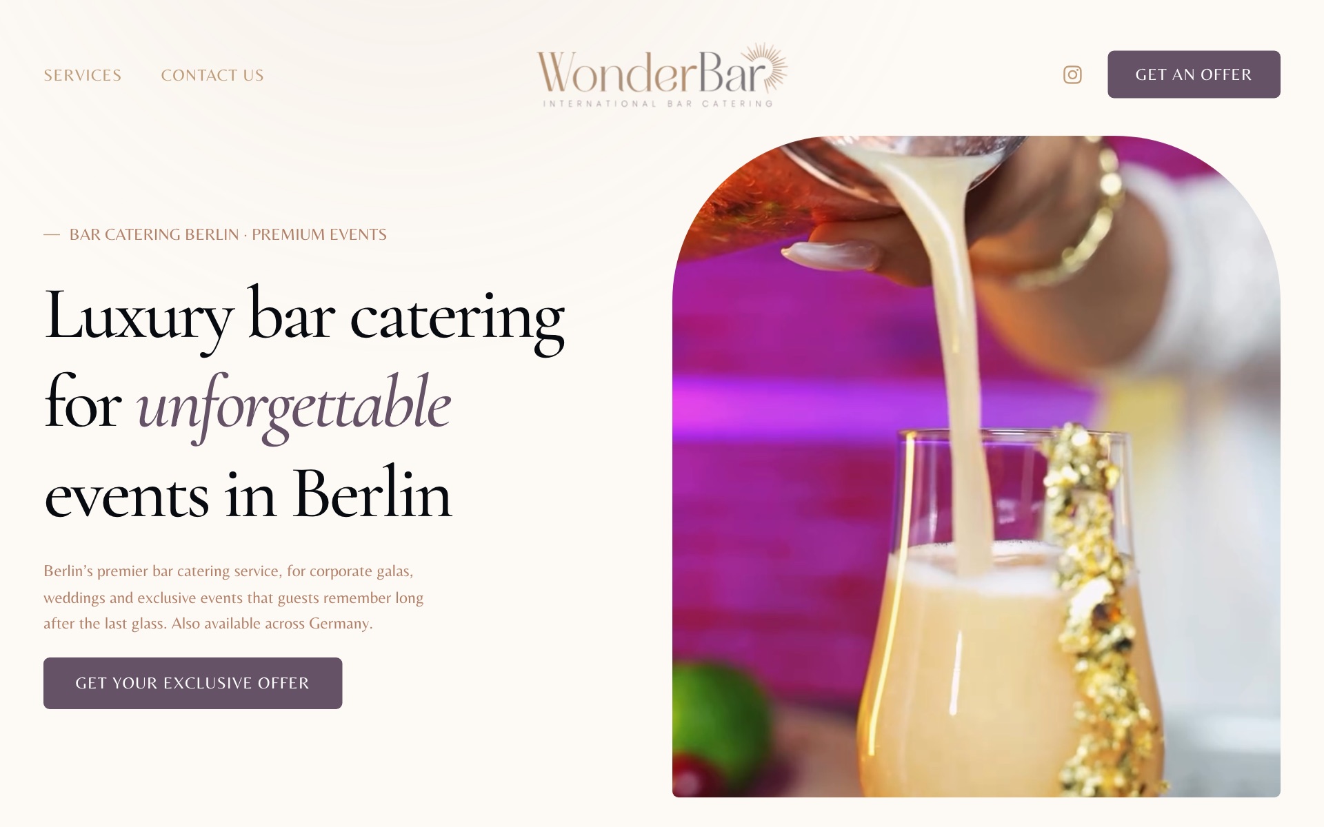 Página web de Wonderbar Catering